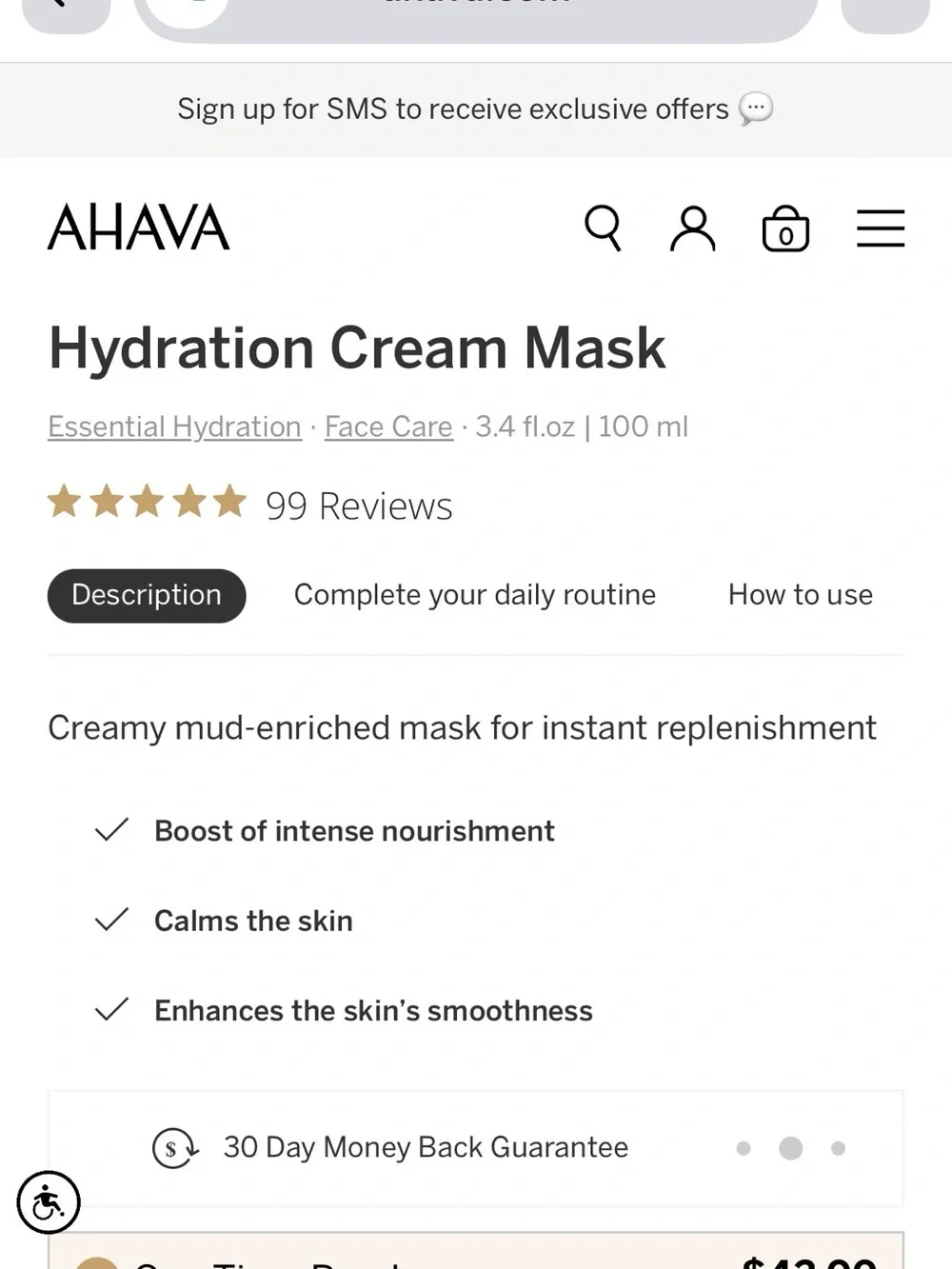 AHAVA Hydration Cream Mask